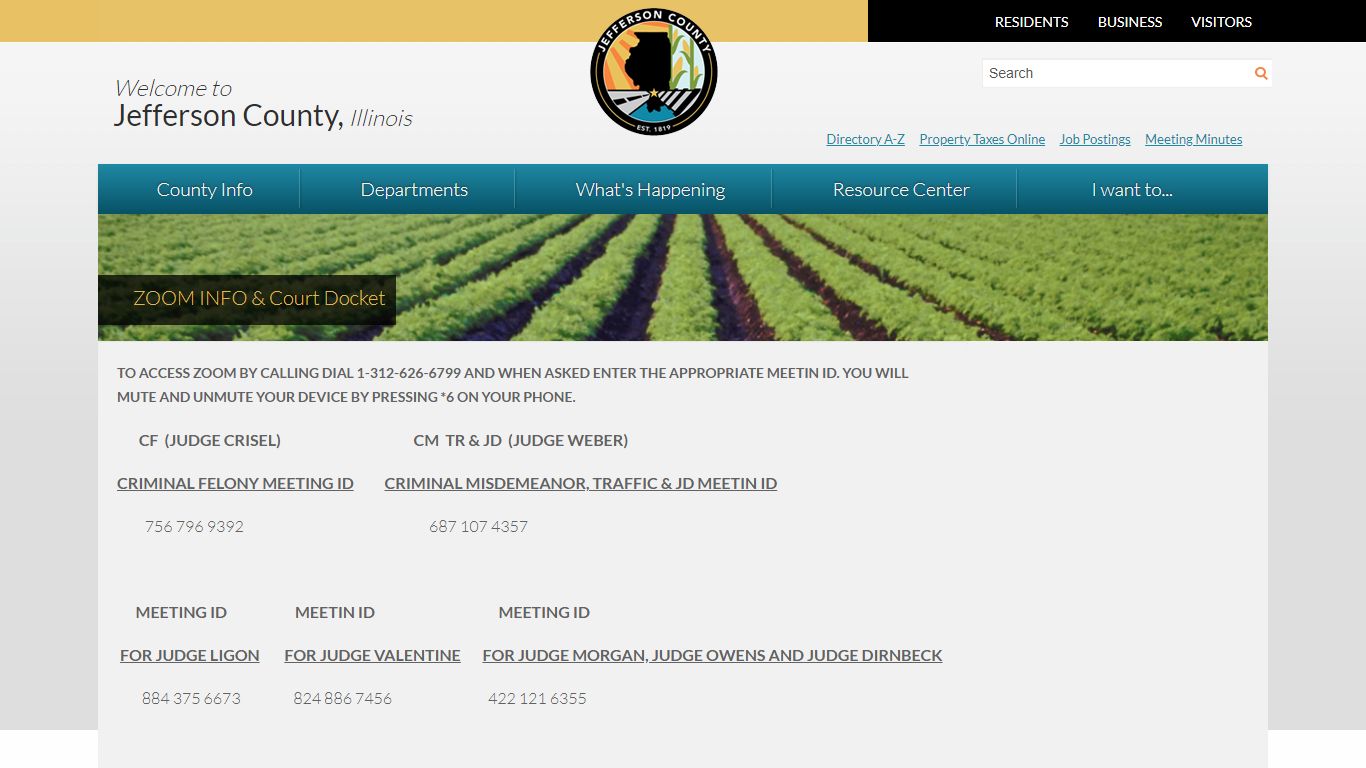 ZOOM INFO & Court Docket | Jefferson County, Illinois