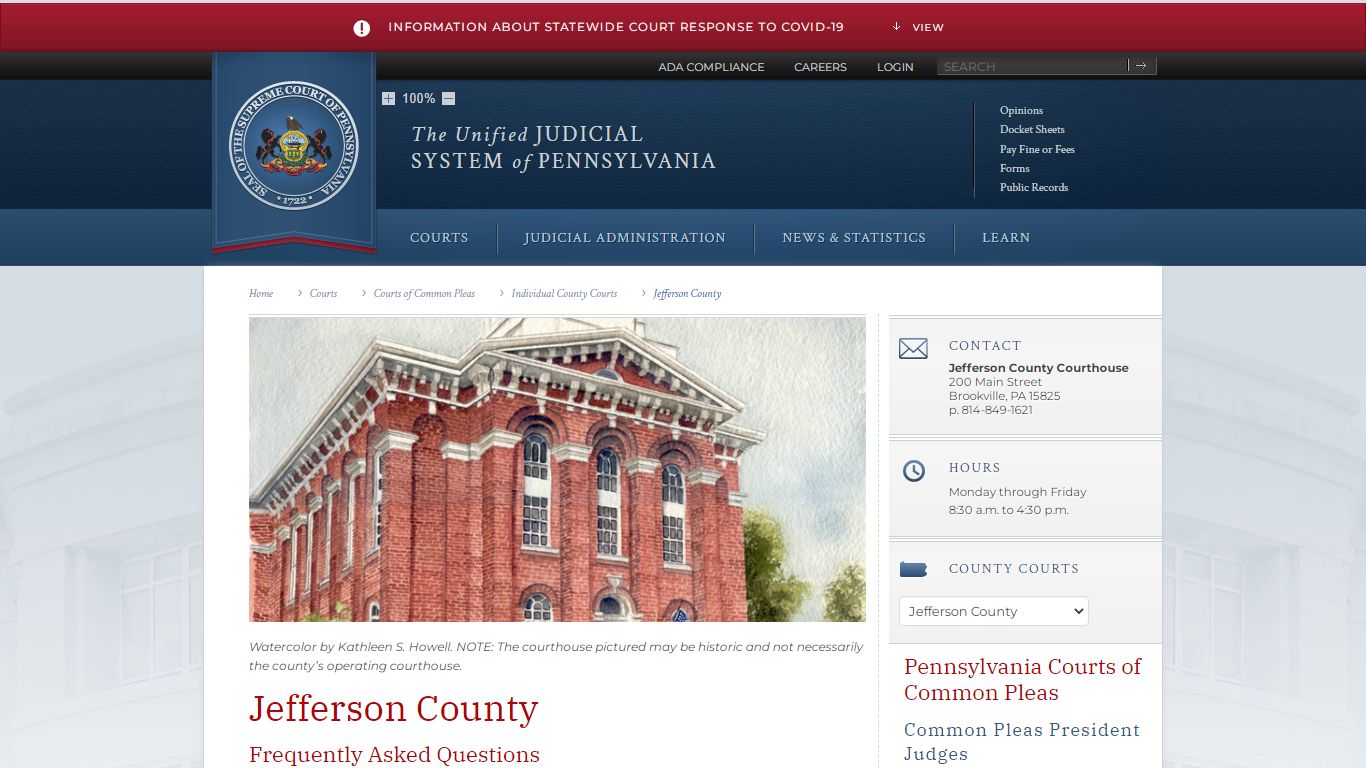 Jefferson County | Individual County Courts | Courts of Common Pleas ...